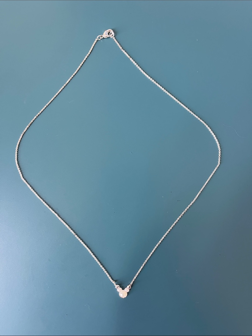 DISNEY Silver White Pearl Mickey Pendant Necklace - Picture 2 of 4
